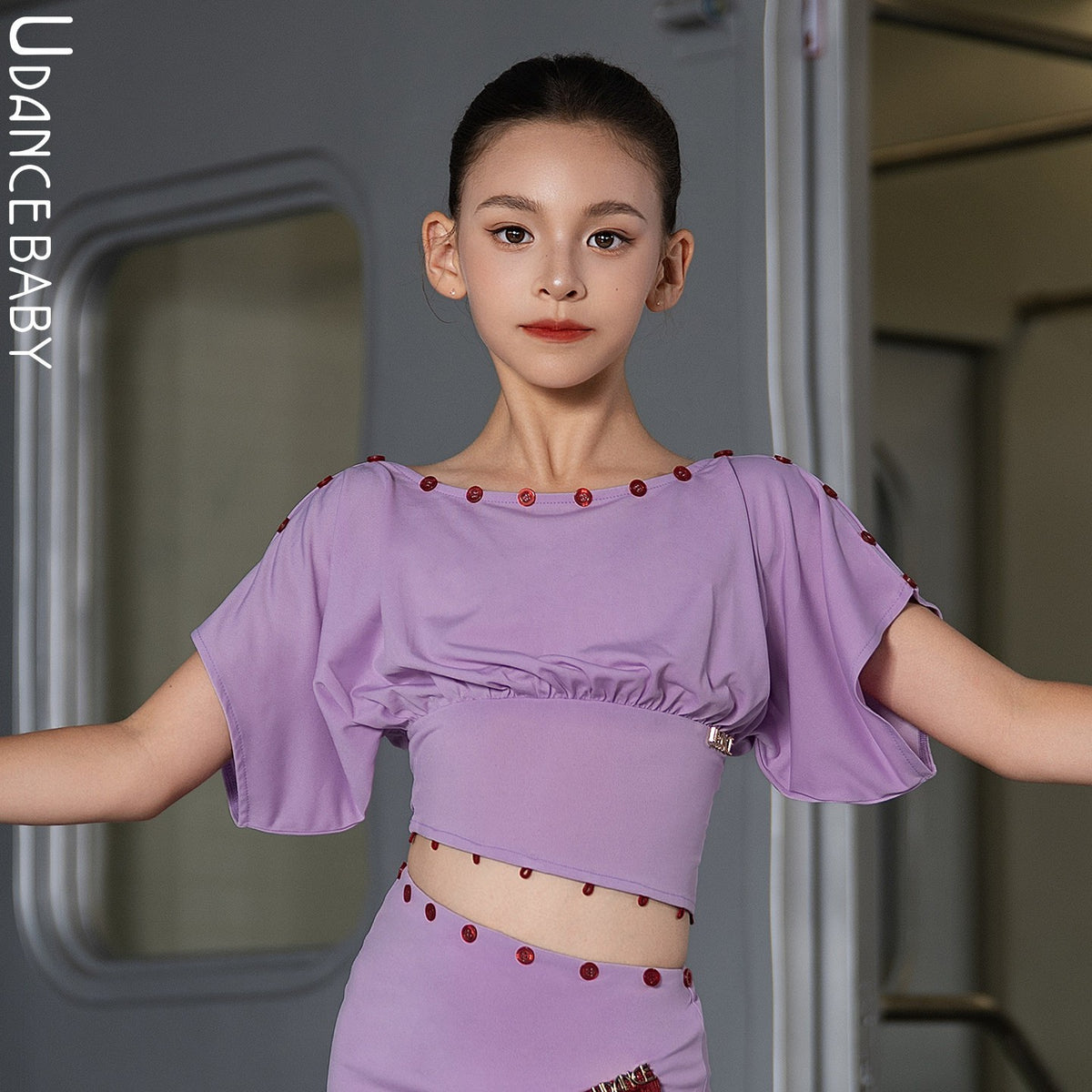 Udance 【 Berry Heartbeat 】 Latin Dance Top Premium Edition Dance Dress New Fashionable Button Adjustable US46