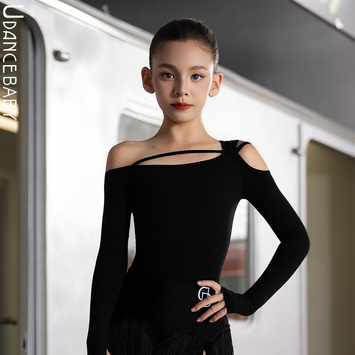 Udance Black Sugar Beat Latin Dance Costume Top New Fashionable High End One Shoulder Dress US47