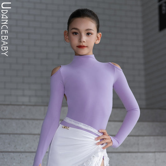Udance Moonlit Latin dance costume with taro mud, high-end top, stunning training outfit, backless body suit US48