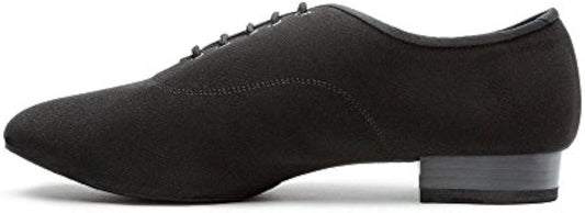 BD Dance Shoes Men's Dancing Latin Salsa Tango Jazz Ballroom Training Practice Leather Canvas 302-1, Black, 6-14