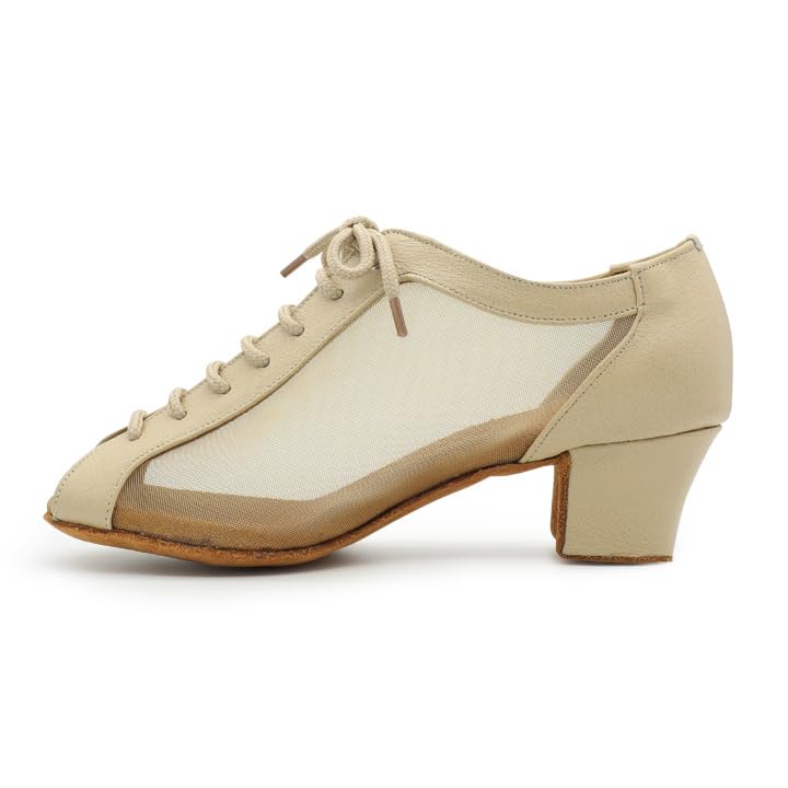 BD Dance Women's Professional Dance Practice Shoe Mesh Oxford Cuban Heel Peep-Toe Design for Ballroom Jazz Latin Dancing #T45