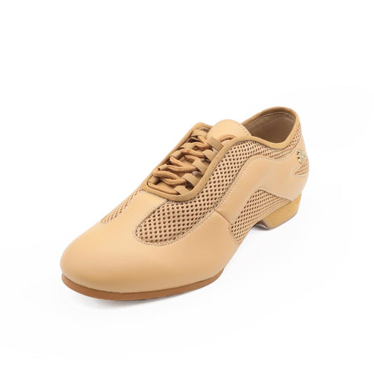 BD Dance Professional Split Sole Jazz Latin Ballroom Dance Shoes for Men Leather with Mesh Performance Training Footwear Practice AM-2