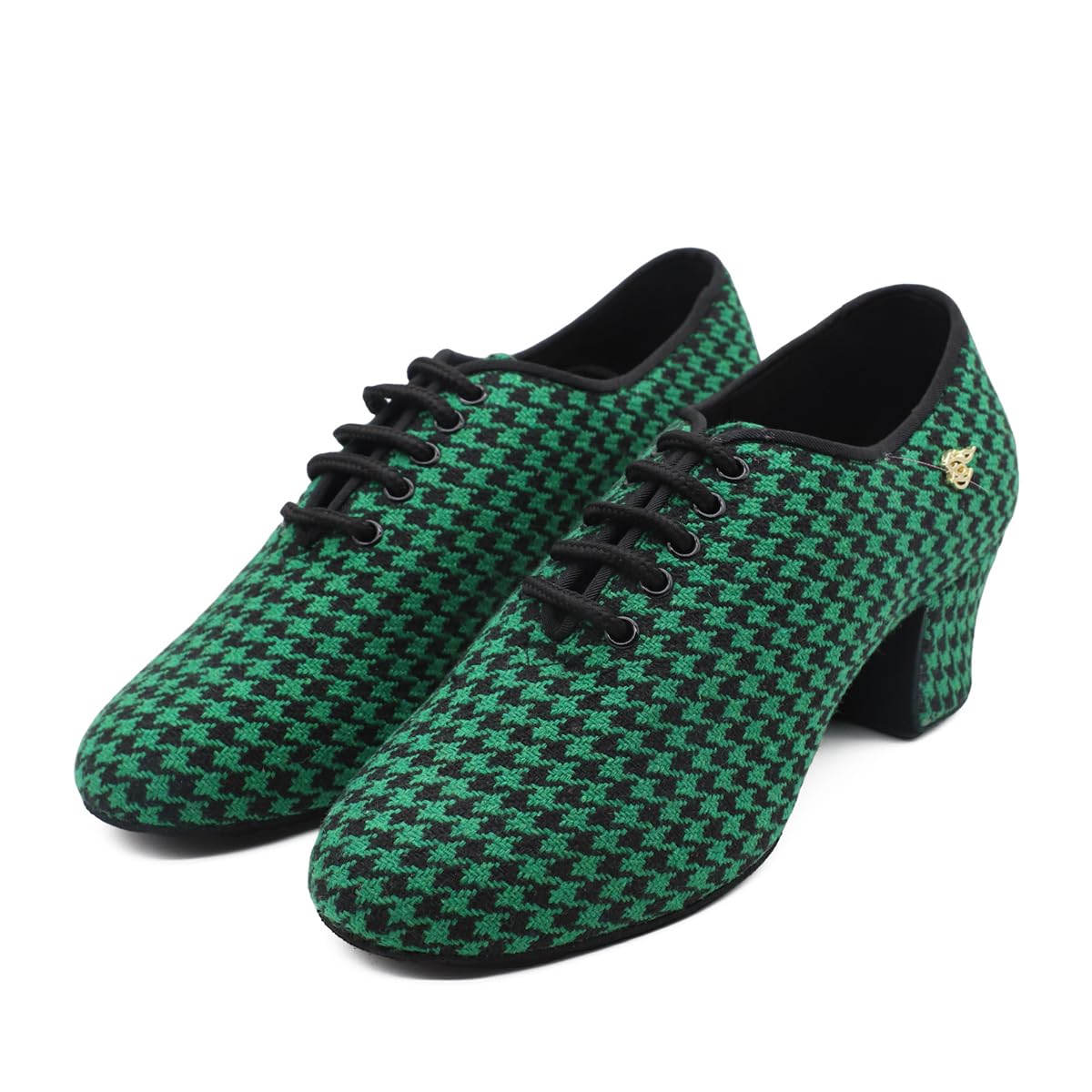 BD Ddance Handmade Professional Latin Dance Shoes for Women Teaching Practice Performance Oxford Shoes Houndstooth #T1-B