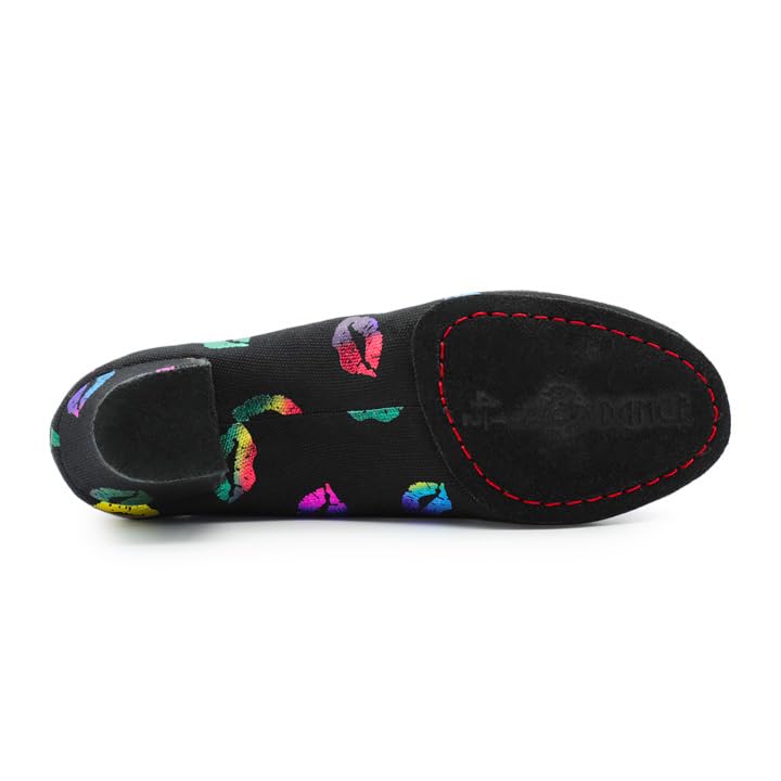 BD Dance Women's Latin Dance Shoes Jazz Salsa Performance Oxford with Colorful Lip Print Pattern Professional Ballroom Dancing #T1-B