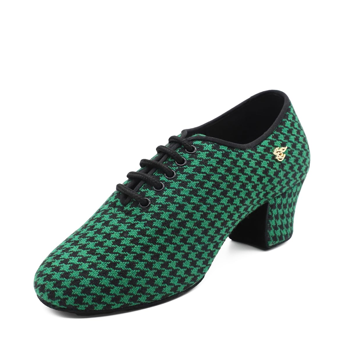 BD Ddance Handmade Professional Latin Dance Shoes for Women Teaching Practice Performance Oxford Shoes Houndstooth #T1-B
