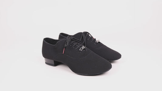 BD Dance Shoes Men's Dancing Latin Salsa Tango Jazz Ballroom Training Practice Leather Canvas 302-1, Black, 6-14