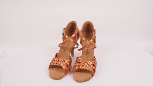 BD Dance Professional Latin Dance Shoes Salsa Jazz Flamenco Practice Sandals High Heel Ballroom Dancing Shoes for Women Satin #2360-1